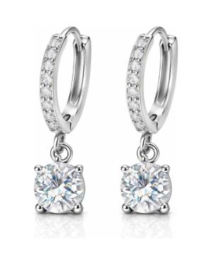Donatello Gian Crystal Huggie Drop Hoop Earrings - White