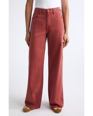 Veronica Beard Kasey Mid Rise Wide Leg Jeans - Red