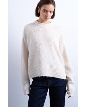 TOPSHOP Fluffy Crewneck Sweater - White