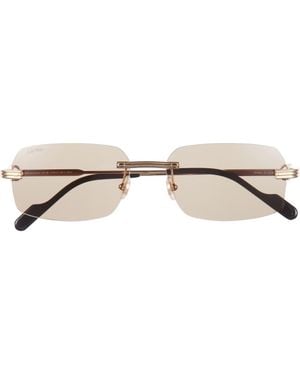 Cartier 59Mm Rimless Rectangular Sunglasses - Metallic