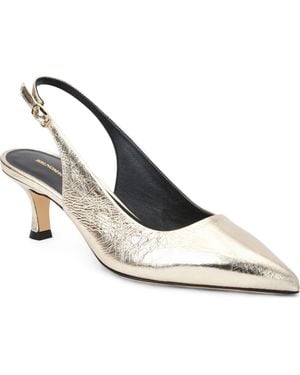 Bruno Magli Palerma Slingback Pointed Toe Kitten Heel Pump - Metallic