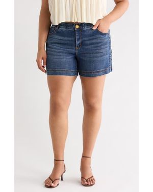Wit & Wisdom Gracie High Waist Cotton Blend Denim Shorts - Blue
