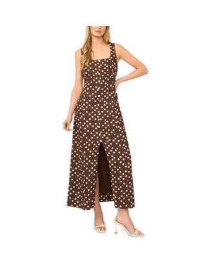 Halogen® Polka Dot Sleeveless Dress - Brown