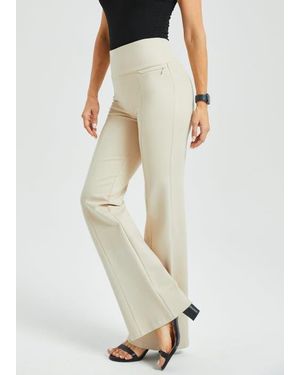 Betabrand Power Down Dpyp Dress Pant Yoga Pants Flare Leg - Natural