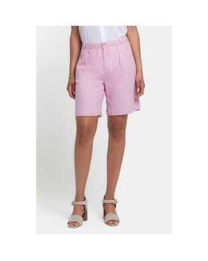 NYDJ Relaxed Pleated Linen Blend Shorts - Pink