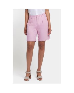 NYDJ Relaxed Pleated Linen Blend Shorts - Pink