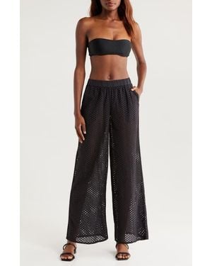 Solid & Striped The Delaney Open Knit Cotton Cover-Up Pants - Blue