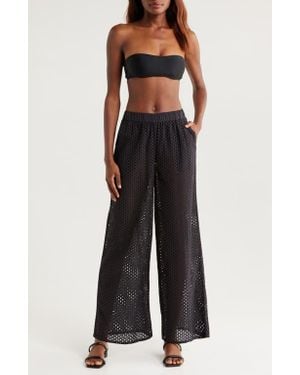 Solid & Striped The Delaney Open Knit Cotton Cover-Up Pants - Blue