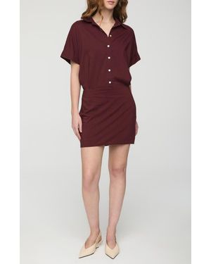 Pistola Blythe Stretch Cotton Mini Shirtdress - Red