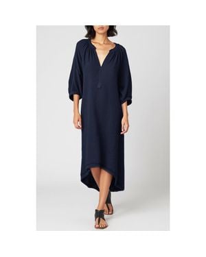 ocean + main Gauze Dress With Pockets - Blue