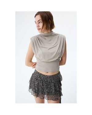 H&M Draped-Panel Tiered Skirt - Black