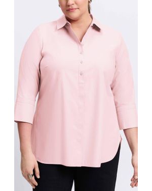 Foxcroft Madison Non-Iron Three-Quarter Sleeve Cotton Button-Up Shirt - Pink