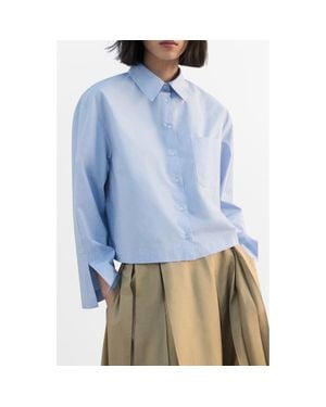 Mango Crop Button-Up Shirt - Blue