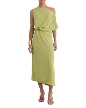 Reiss Beth One-Shoulder Midi Dress - Green