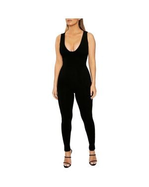 Naked Wardrobe Snatch Bustier Rib Jumpsuit - Black
