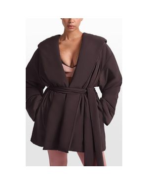 NikeSKIMS Woven Stretch Nylon Wrap Coat - Black