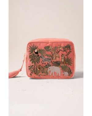 Elizabeth Scarlett World Wildlife Velvet Wash Bag - Pink