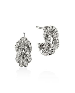 John Hardy Love Knot Earrings, Sterling, Diamonds - White
