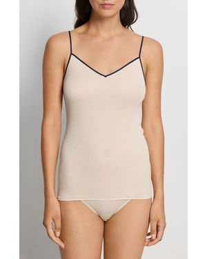 Hanro Cotton Seamless Spaghetti Camisole - Natural