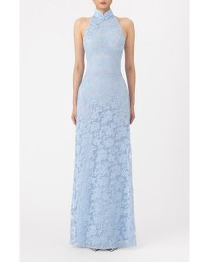 SAU LEE Gillian Lace Sleeveless Gown - Blue
