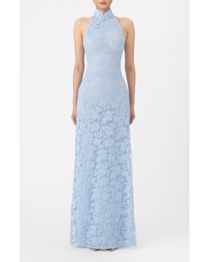 SAU LEE Gillian Lace Sleeveless Gown - Blue