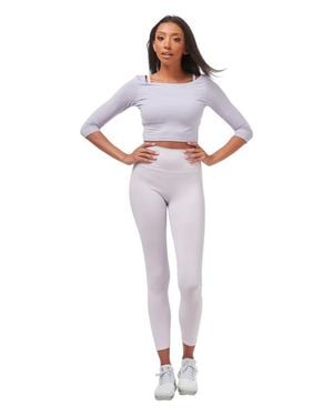 Rebody Active Dynamic Cozy Open Shoulder 3/4 Sleeve Top - White