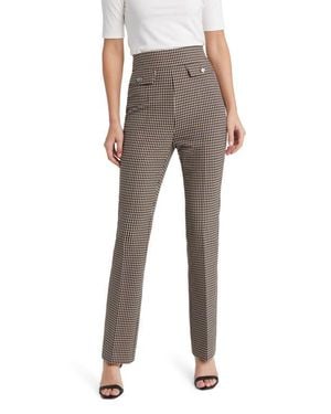 BOSS Tubeka Check Print Straight Leg Pants - Gray