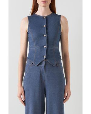 LK Bennett Freya Denim Vest - Blue