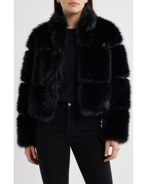 BCBGMAXAZRIA Chubby Crop Faux Fur Jacket - Black