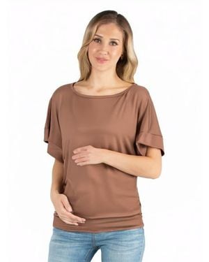 24seven Comfort Apparel Maternity Loose Fit Dolman Top With Wide Sleeves - Multicolor