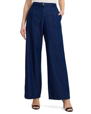 Foxcroft Blaire Wide Leg Denim Pants - Blue