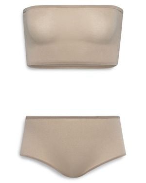 Alaïa Second Skin Bandeau Bra & Boyshorts Lingerie Set - Gray