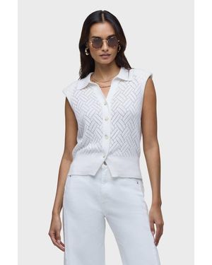 Hudson Jeans Knitted Sleeveless Collared Top - White