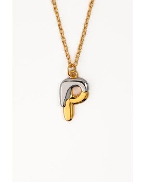 Zynnia Collective Two Tone Bubble Initial Necklace - White