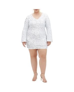 City Chic Paislee Sequin Long Sleeve Dress - White