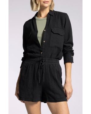 Thread & Supply Farrah Linen Blend Button-Up Shirt - Black