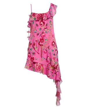 CAMILLA Asymmetric Ruffle Silk Georgette Dress - Pink