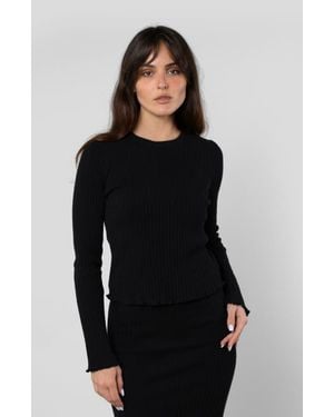 LEISURE LAB Cotton Rib Long Sleeve - Black