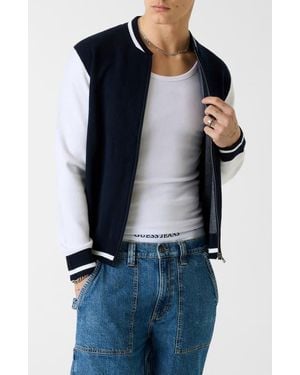 Guess Jacquard Star Bomber Jacket - Blue