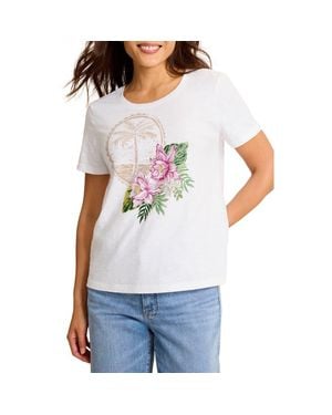 Tommy Bahama Lux Beaded Floral Stamp Graphic Organic Cotton T-Shirt - White