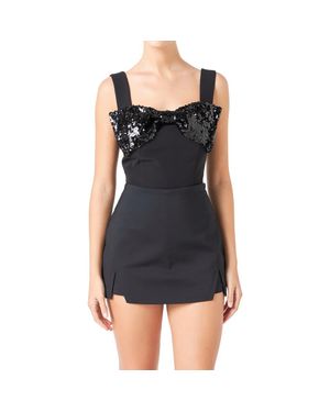 Endless Rose Sequin Bow Stretch Tank - Black