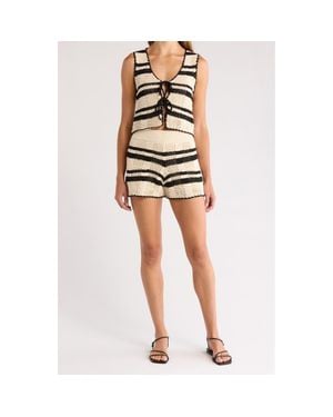 Elan Flowy Cotton Blend Cover-Up Shorts - Natural