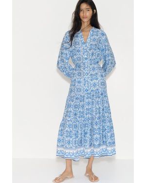 H&M Printed Tiered Dress - Blue