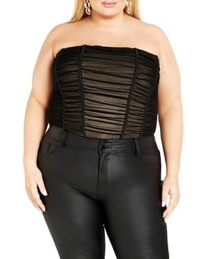 City Chic Maise Strapless Corset Top - Black