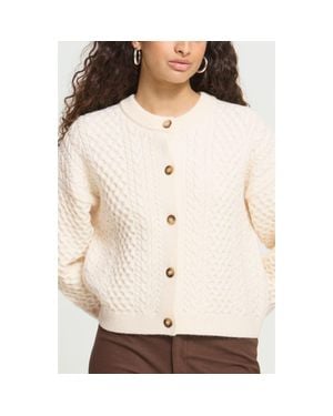 Ichi Ihdamina Cable Knit Cardigan - Natural
