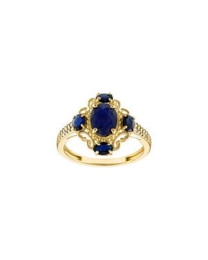 FUZION CREATIONS Sapphire & Diamond Ring - Blue