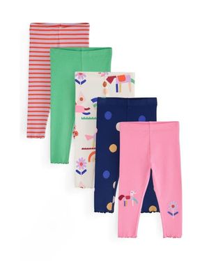 Next Kids' Rib 5-Pack Print Leggings - Red