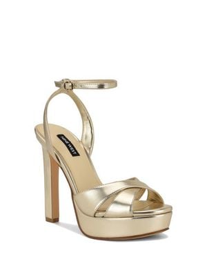 Nine West Wilda Ankle Strap Platform Sandal - Metallic