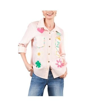 Billy T Pocketful Of Sunshine Embroidered Denim Graphic Button-Up Shirt