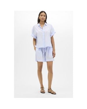 Another Tomorrow Voile Short Sleeve Shirt - Blue